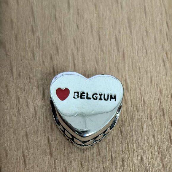 🤩🌼Pandora Belgium Flag Heart Bead Charm Love Cameroon, S925 Silver Bracelets - Picture 2 of 4